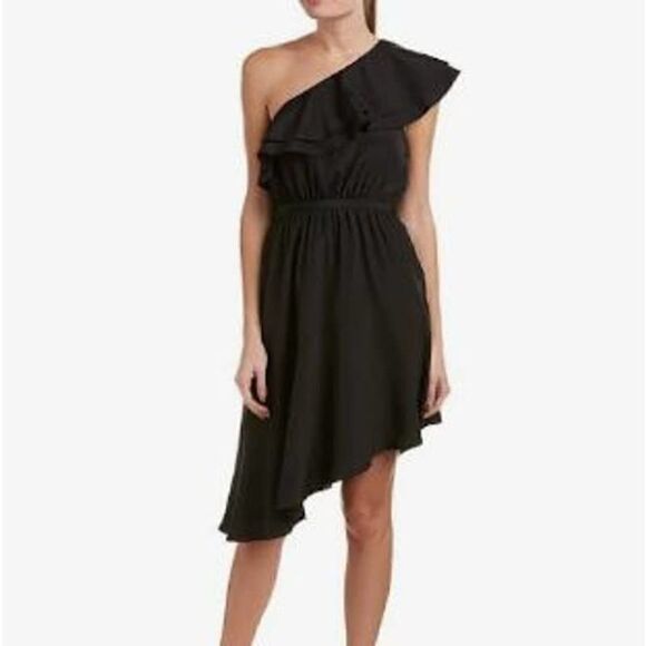 Likely Dresses & Skirts - NWT Revolve LIKELY One Shoulder Delbarton Ruffled High Low Hem Fit Flare Black P